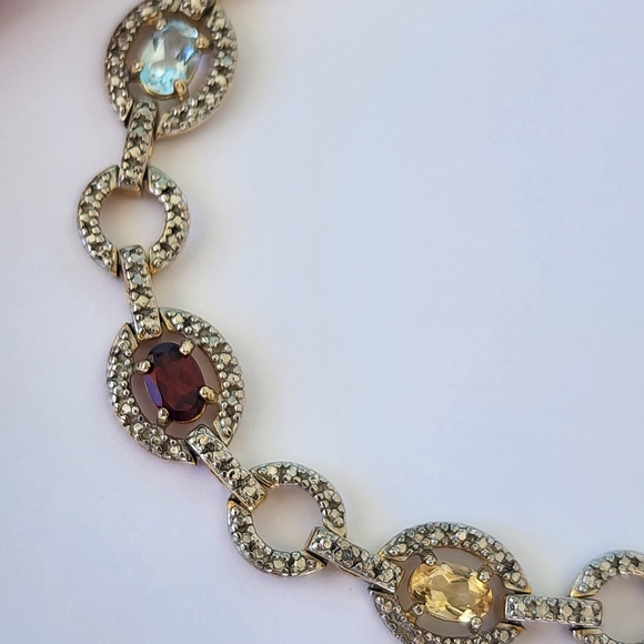 Ross-Simons Multi-Gemstone Sterling Silver Bracelet Back Is Gold Vermeil Jewelry - Picture 4 of 10